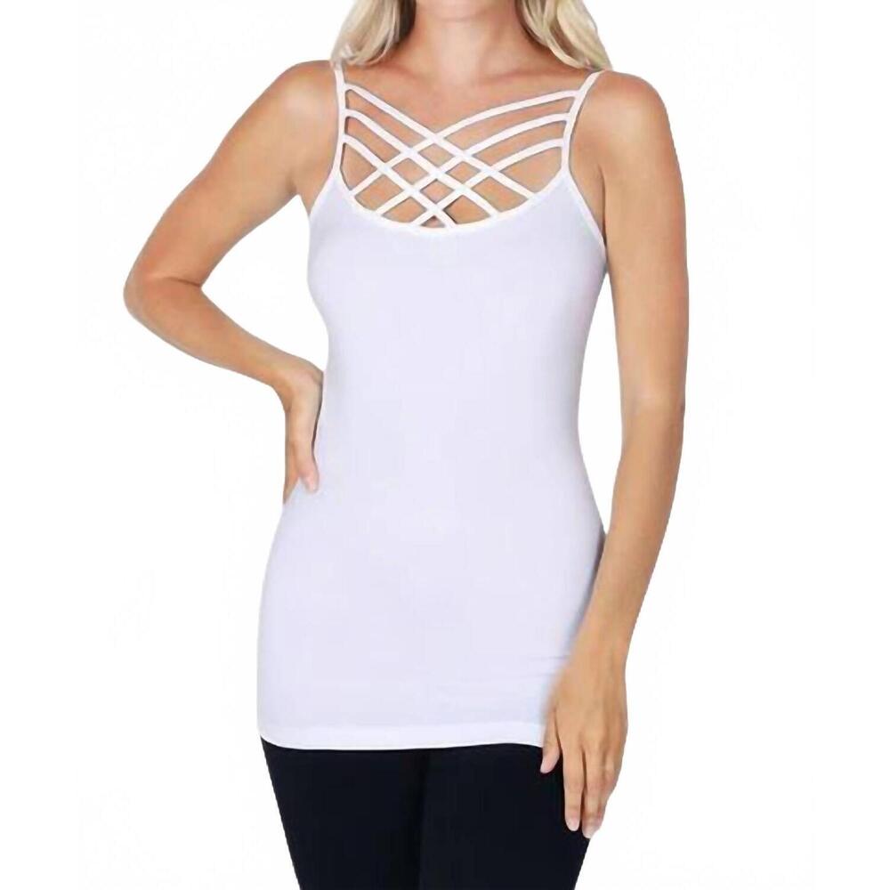 NEW AAAAA FASHION criss cross seamless cami in white